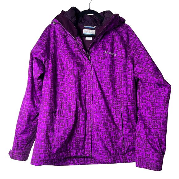 Columbia Jackets & Blazers - Columbia Cabin Chills Interchange Jacket Plum Purple Geometric Print Women L